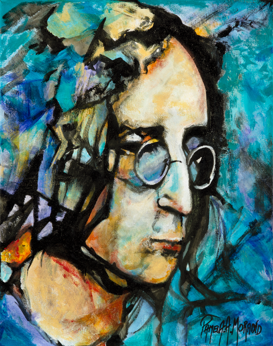 John Lennon in Muted Blue UNFRAMED (Rectangle)